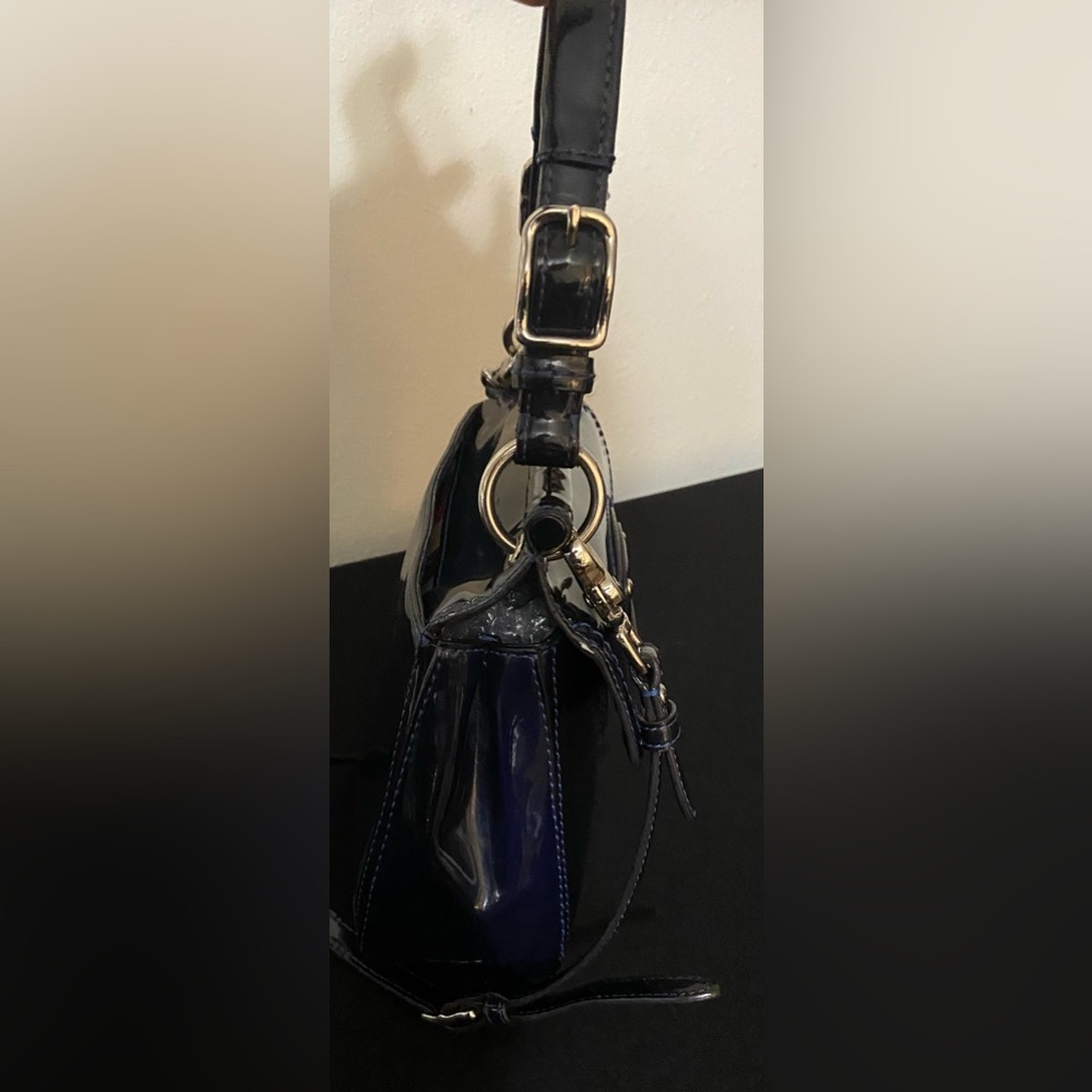 COACH Willis ~ Cobalt Blue ~ Patent Leather Silver HW ~ Crossbody ~ Handbag 💙🩶 - Picture 5 of 16